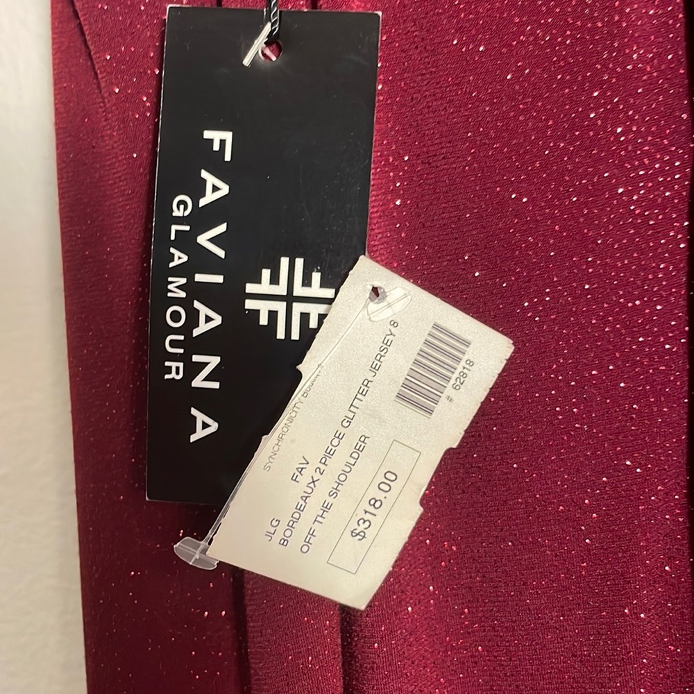 Size 8 Two-Piece Faviana Red Formal Gown - Picture 4 of 5